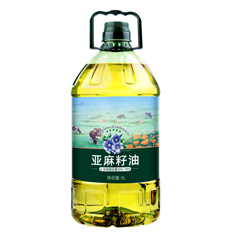 谷源颂亚麻籽油5升一级冷榨官方正品食用油家用炒菜儿童孕妇适用