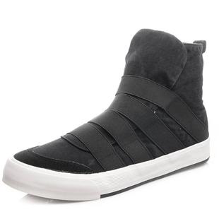 高帮帆布鞋男中帮一脚蹬男鞋不系带懒人板鞋高邦布鞋子韩版潮百搭