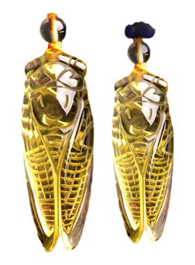 天然黄水晶知了蝉吊坠随身吊坠挂件礼物玉蝉男女生款学生考研挂件