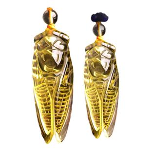 天然黄水晶知了蝉吊坠随身吊坠挂件礼物玉蝉男女生款学生考研挂件