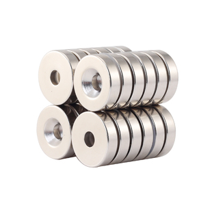 N52超强力钕磁铁工业磁钢双面磁吸铁石带孔直径15-20-30mm强磁