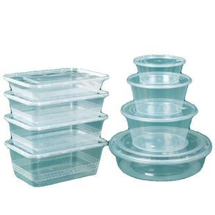 一次性餐盒饭盒长方形透明圆形塑料外卖打包盒家用快餐碗带盖方盒