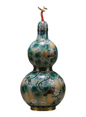 铜师傅紫铜景泰蓝葫芦摆件