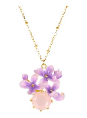 JuicyGrape紫色丁香花珐琅项链