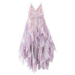 新款绝美三亚海边吊带裙沙滩拍照荷叶边连衣裙女长裙度假裙沙滩裙