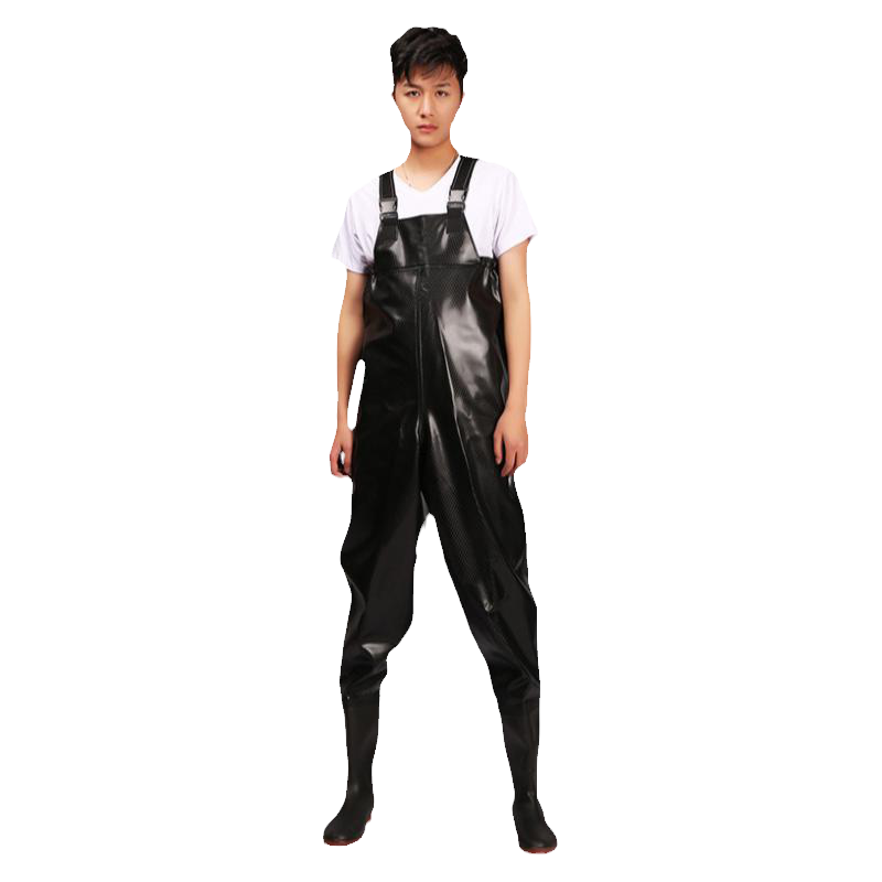 下水裤连体雨鞋加厚耐磨半身防水库服水叉皮叉带雨鞋全身钓捕渔裤