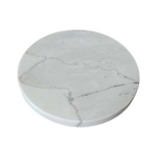 加厚白色天然大理石托盘非陶瓷圆形杯垫隔热防烫餐垫美食拍照道具