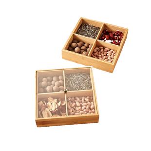 中式干果盒客厅带盖实木坚果盒餐厅糖果盒竹子分格瓜子喜糖盒定制