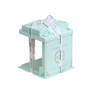 新款半透明生日蛋糕盒子包装盒6 8 10 12寸双层纸质加高烘焙定制