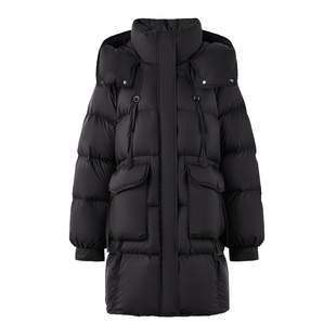 秋水伊人经典百搭黑色加厚羽绒服2025冬新款连帽保暖90白鸭绒外套