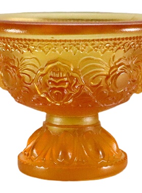 古法琉璃八吉祥供水杯供佛灯供杯