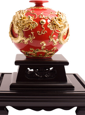 鹭艺轩漆线雕新中式陶瓷客厅摆件