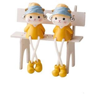 可爱卡通珍珠猫吊脚娃娃摆件家用客厅玄关书房书架装饰摆设高颜值