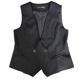 职业装马甲外套女百搭短款马夹女服务员餐饮店员工装制服西装套装