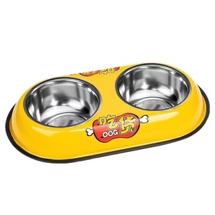 狗碗狗食盆不锈钢狗狗饭碗水碗喝水一体防打翻狗饭盆猫咪碗双碗
