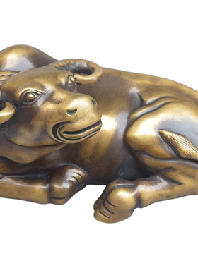 实心全铜生肖牛博物架桌面装饰