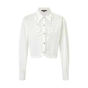 MAXRIENY奢华都市亮片截短衬衫上衣高级气质感女装修身显瘦