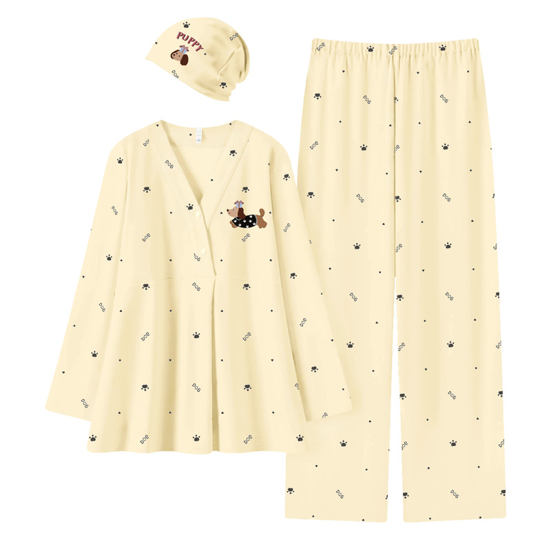 腊肠狗带胸垫纯棉月子服3-7月份