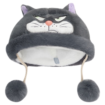 正版迪士尼路西法坏猫猫毛绒帽子