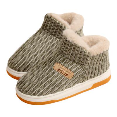 快鹿新款简约包跟家居家棉拖鞋男女士厚底防滑加厚保暖毛绒短靴冬