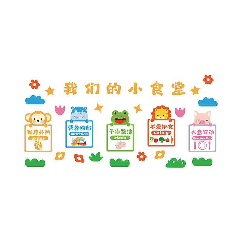 幼儿园食堂育文化环创贴午托管班小饭桌餐厅布置文明用餐标语墙面