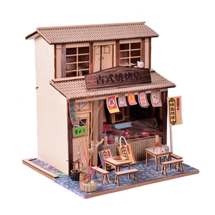 diy小屋中国风建筑模型古代摊位创意手工拼装制作小房子定制成品