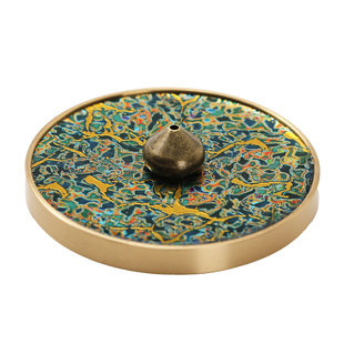 大漆香插家用檀香线香底座铜香盘室内小众香托高级香插不落灰香炉