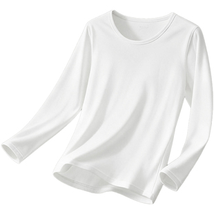 秋衣女士纯棉白色长袖t恤保暖上衣打底衫抑菌2026新款大码棉毛衫
