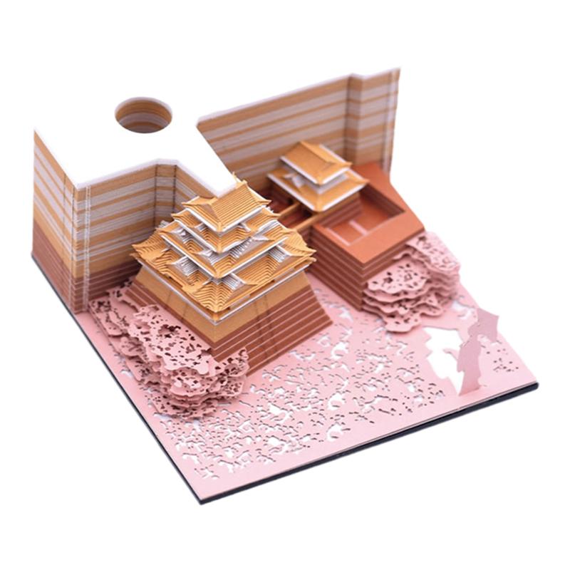 天守阁3D立体便签纸雕艺术品日本立体便利贴网红纸雕模型治愈设计