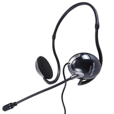 后挂式话务员客服专用耳机 耳麦台式电脑麦克风二合一挂耳式有线