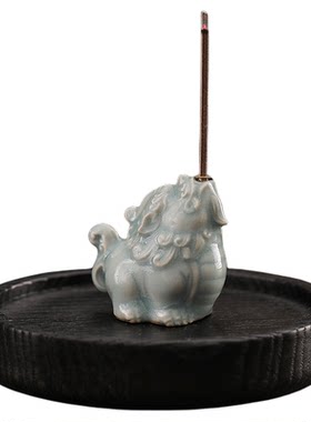 汝窑貔貅线香插香座家用陶瓷复古汝瓷中式茶桌香薰炉创意小摆件