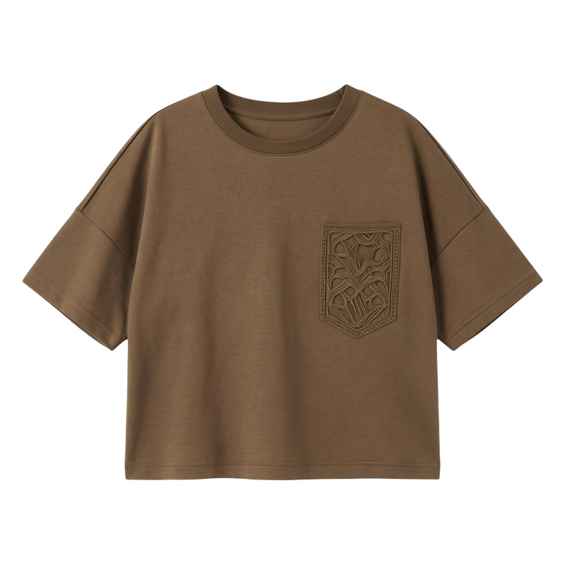 CLMX复古镂空圆领短袖通勤T恤