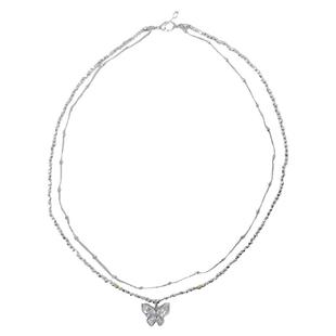 《蝶影幻梦》超闪叠戴碎银项链高级感锁骨链小众设计法式2025新款