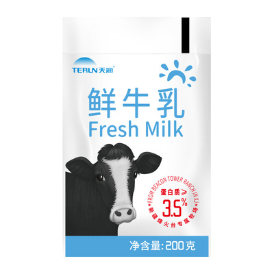 新疆天润鲜牛乳200gx12袋