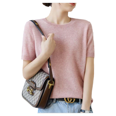 巧帛圆领套头纯色针织衫
