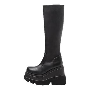 漫展增高鞋cosplay二次元男女马丁靴coser万用黑色皮靴子高筒靴