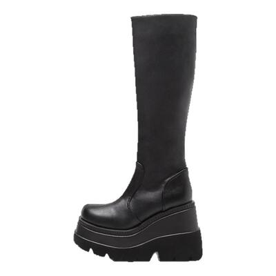 漫展增高鞋cosplay二次元男女马丁靴coser万用黑色皮靴子高筒靴