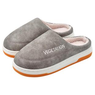 男士棉拖鞋防滑老人防水皮面保暖居家室内牛筋底防摔老年人专用女