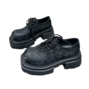 欧货高级感乐福鞋女2024春秋新款透气时尚圆头系带单鞋休闲时装鞋