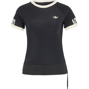 Adidas/阿迪达斯官方正品三叶草女士双层运动修身短袖T恤KW4528