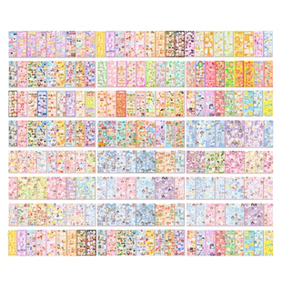 1000张不重复咕卡贴纸便宜女孩儿童手帐镭射贴画随心配大套装古卡手账粘贴手杖骨卡咕咔和咕盘全套估卡贴贴纸