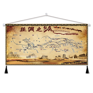 丝绸之路新疆风景挂画餐厅饭店酒店民宿房间遮挡背景布艺装饰画