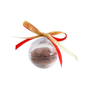 马卡龙包装盒透明球饼干球蝴蝶结丝带 马卡龙球 塑料球盒子糖果盒