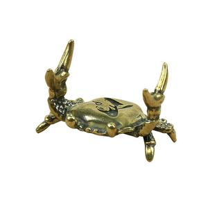 铜甲挚云 纯铜笔架螃蟹小摆件镇纸搁毛笔练书法文房四宝铜艺有钳蟹