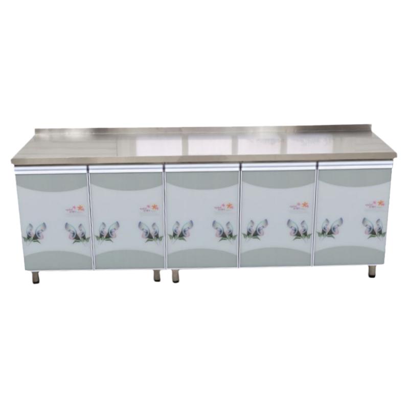 不锈钢台面一体橱柜厨房用简易经济型整体柜子带防水盆龙头包邮