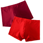 本命年大红色男士纯棉内裤四角裤酒红结婚短裤马年中高腰平角裤头