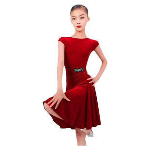 语歌菲拉丁舞服比赛服女童专业无鱼骨规定服包肩袖短袖夏季艺考服