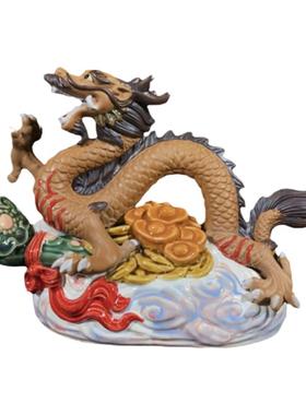 陶瓷客厅玄关精品十二生肖龙摆件