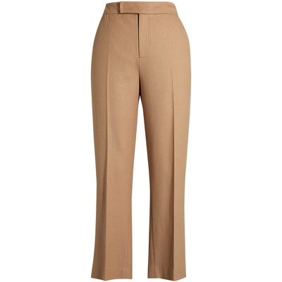 LANDI卡其色羊毛西装裤女新款修身通勤侧开叉长裤秋冬