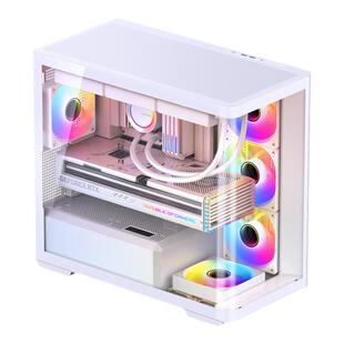 乔思伯D300白色 M-ATX机箱无立柱曲面玻璃海景房电脑背插360冷排
